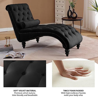 Chaise Lounge Chair Indoor, Button-Tufted Bedroom Lounge Chair, view 4