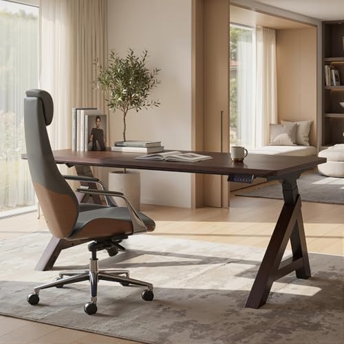 FLEXISPOT 63 x 30 Inch WoodiX Solid Wood Executive Standing Desk, Walnut, view 2