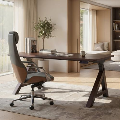 FLEXISPOT 63 x 30 Inch WoodiX Solid Wood Executive Standing Desk, Walnut, view 2