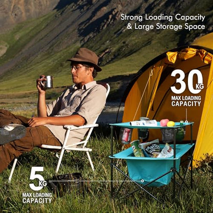 Portable Camping Picnic Table, Lightweight Folding Beach Table with 4 Cup Holders and Carry Bag for Camp, Travel, Fishing, and Outdoor Activities