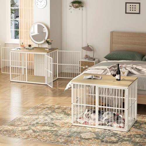 86.62'' Dog Crate Furniture Large Breed TV Stand, Natural Beech, view 7