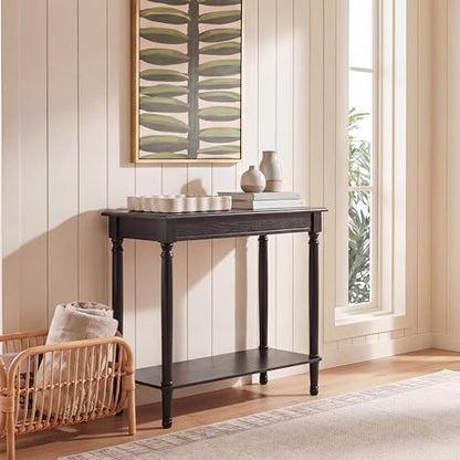SAFAVIEH Furniture - Tinsley Rectangle Console Table - Black - Solid Wood - Farmhouse Turned-Leg Design - Ideal for Entryway, Living Room, Hallway, 28"W x 11.75"D x 28"H (CNS5724B)