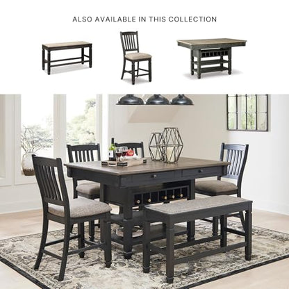 Signature Design by Ashley Tyler Creek Counter Height Dining Bench, Space-Saving 42-Inch Backless Design, Wood, Engineered Wood and Veneers with Polyester Cushion, Antique Black