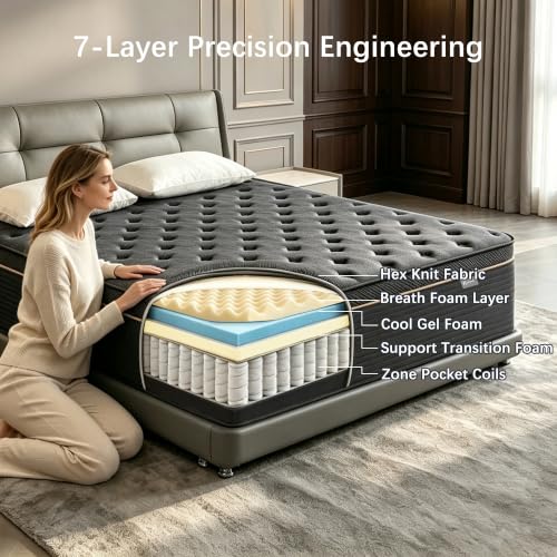 Full Size Mattress, 12 Inch Medium Firm Hybrid Full Mattress, view 3