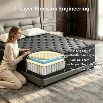 Full Size Mattress, 12 Inch Medium Firm Hybrid Full Mattress, view 3
