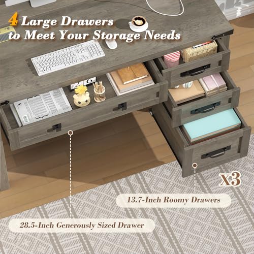 47" Farmhouse Computer Desk with 4 Drawers for Home Office, Bedroom, view 6