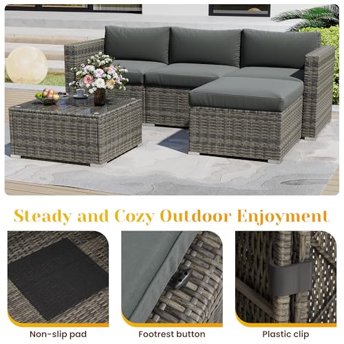 5 Piece Outdoor Patio Sectional Furniture Set, view 6