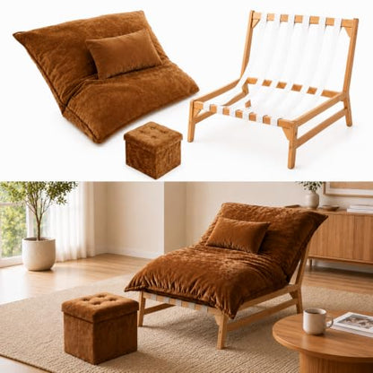 Oversized Lounge Accent Chair with Backrest, 49.4" Sofa Chair with Ottoma, view 2