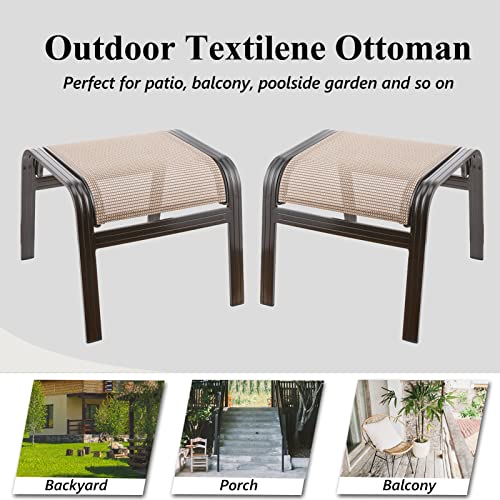 Outdoor Footstools Metal Patio Chairs Outdoor Ottoman Furniture Outside Footrests Small Seat Set of 2 for Garden,Balcony,Lawn, 22 inches *20 inches *17 inches