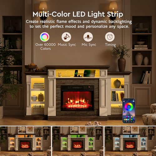72" LED Fireplace TV Stand with Outlet, view 6