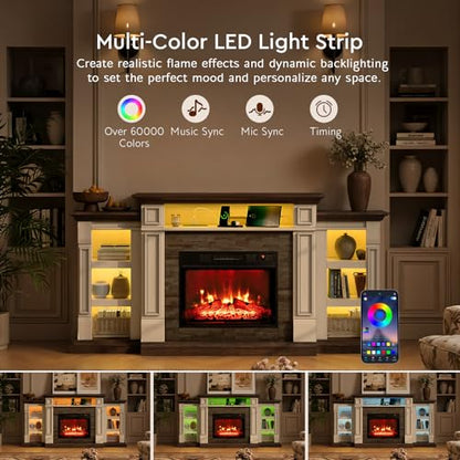 72" LED Fireplace TV Stand with Outlet, view 6