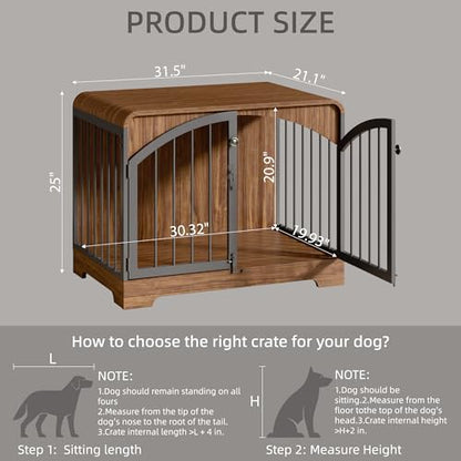 31.5" Farmhouse Dog Crate Furniture for Small Dogs, view 3