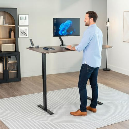 VIVO Electric 63 x 32 in Standing Desk, Touch Screen Adjustment, 220 lb Frame Support, 2E Series, Dark Walnut Top Black Frame, DESK-KIT-2EBD