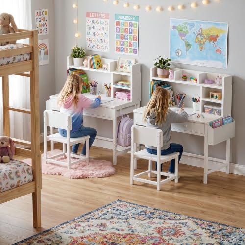 White Kids Desk with Hutch for Kids Desk and Chair Set 10-12 Year Old, view 7