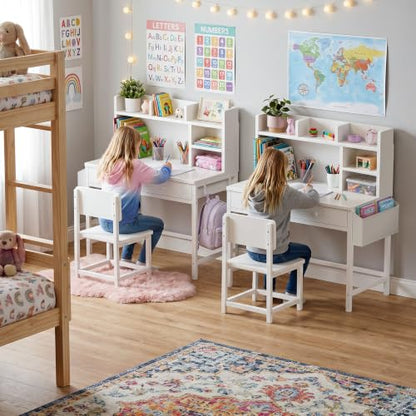 White Kids Desk with Hutch for Kids Desk and Chair Set 10-12 Year Old, view 7