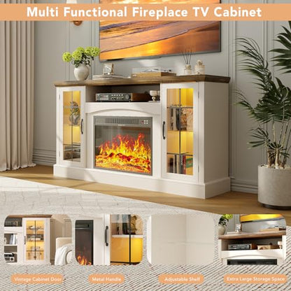 2-in-1 Multifunctional Fireplace TV Stand with 23" Removable Electric Fireplace, view 8