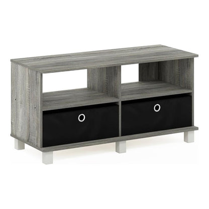 Andrey Entertainment Center with Bin Drawers, French Oak Grey/Black