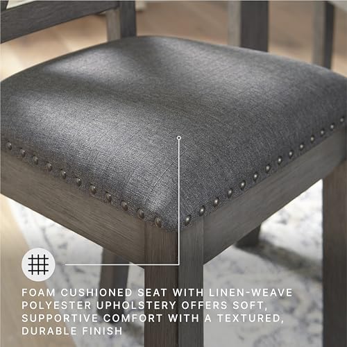 Signature Design by Ashley Caitbrook Rustic 7-Piece Dining Set – Rectangular Table with 6 X-Back Upholstered Chairs, Gray
