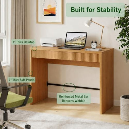 40 Inch Small Desk with Fluted Drawer, view 5