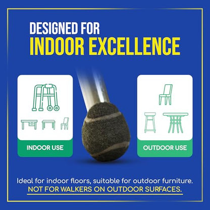 Smaller Walker PreCut Tennis Ball Glides Heavy Duty Long Lasting Furniture Leg Floor Protection Walker Accessories for Hard Floor Surfaces 2 Inch Size-One Pair