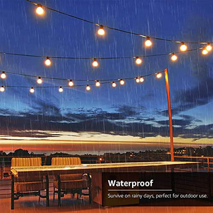 Solar Outdoor String Lights Patio Bistro Lights, 25ft 26 LED G40 Bulbs, USB Rechargeable Portable Edison Café String Lights for Porch, Pergola, Backyard, Garden, Pool, Party, Camping, 3600mAh