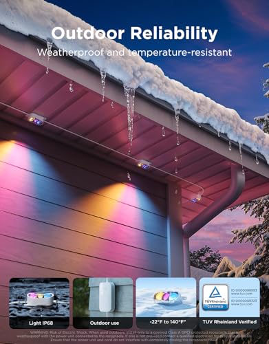 Govee Permanent Outdoor Lights Prism, 200ft with 72 Triple-Color Lighting Heads, 100+ Scene Modes, Up to 60lm for Outdoor Decor, IP68 Waterproof, Works with Alexa, Google Assistant & Matter, White