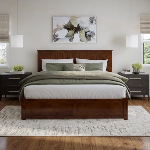 Nantucket King Platform Bed with Footboard & Storage Drawers, Walnut, view 4
