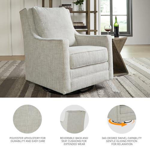 Signature Design by Ashley Kambria Casual Upholstered Swivel Glider Accent Chair, Gray