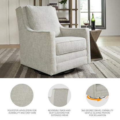 Signature Design by Ashley Kambria Casual Upholstered Swivel Glider Accent Chair, Gray