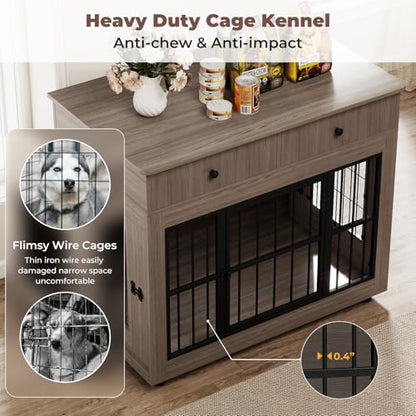 Dog Crate Furniture-Farmhouse Dog Kennel with Drawers, 40 Inch, view 3