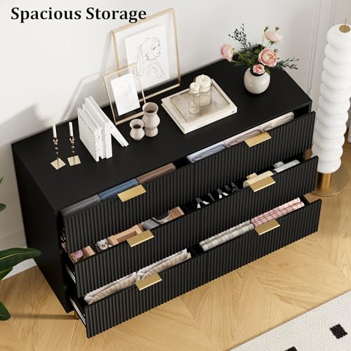 GAOMON 6 Drawer Dresser for Bedroom, 47" Fluted Dresser Chest of Drawers, view 5