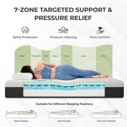 12 Inch King Mattress, Memory Foam Mattress in a Box Medium Plush, view 6
