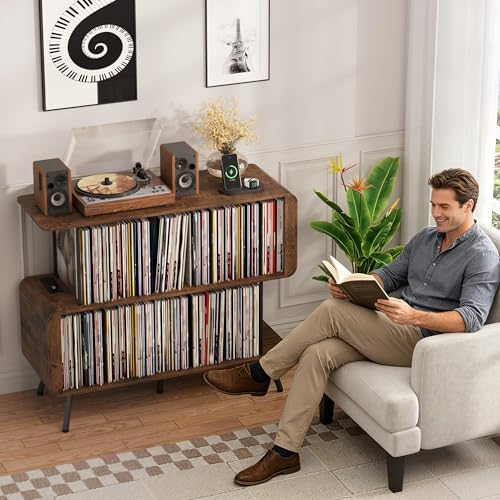 Record Player Stand with Vinyl Record Storage - 3-Tier Record Player Table, view 5