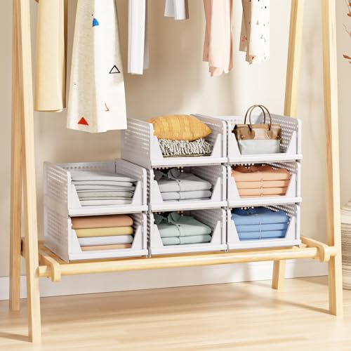 5 Pack Stackable Closet Storage Basket - Stackable Storage Bins, view 6