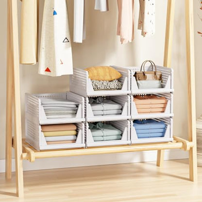 5 Pack Stackable Closet Storage Basket - Stackable Storage Bins, view 6