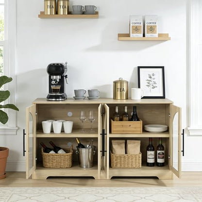 55" Sideboard Buffet Cabinet with Glass Doors, view 7