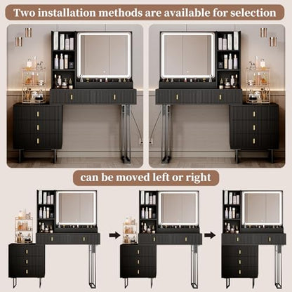 Large Vanity Desk with 3 Color Touch Screen Dimming Mirror, view 5