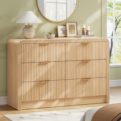 Fluted 6 Drawers Dresser, 47.2'' Wide Chest of Drawers for Bedroom, view 2