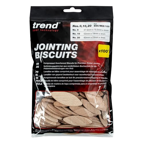 100pcs Beechwood Joining Biscuits Variety Pack (No. 0, 10, 20) for Woodworking, Joinery, and Furniture Framing, BSC/MIX/100