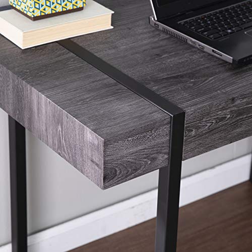 Harkriven Small Space Desk - Transitional Design, Black Iron and Wood - Ideal for Home Office, Bedroom (HO1094537)
