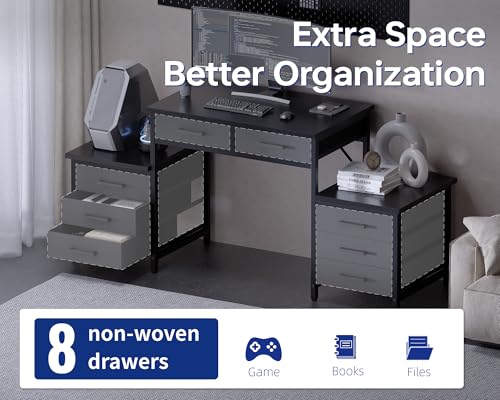 63 Inch Computer Desk with 8 Drawers for Study Writing Work, view 6
