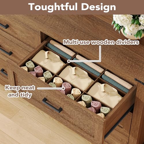 Farmhouse 6 Drawer Dresser for Bedroom, 47.2" Wide Wooden Chest, view 5