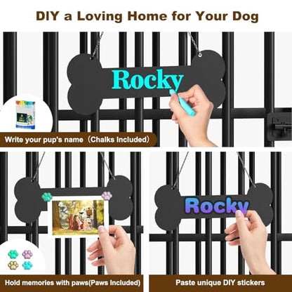 27" Foldable Dog Crate Furniture, No Assembly, Rustic Brown, view 4
