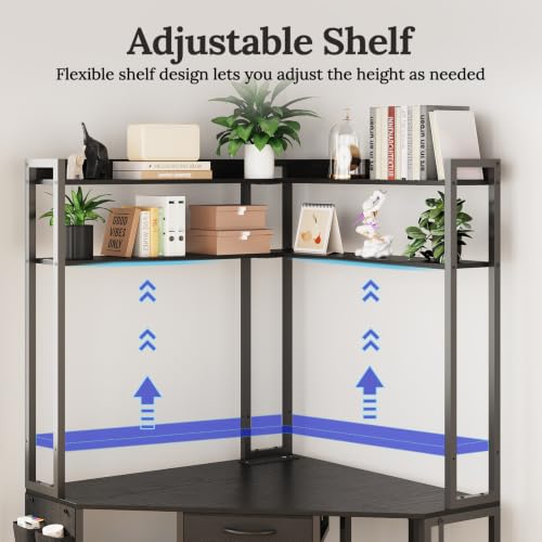 Corner Desk with Drawers Shelves, Office Desk with Hutch, view 7