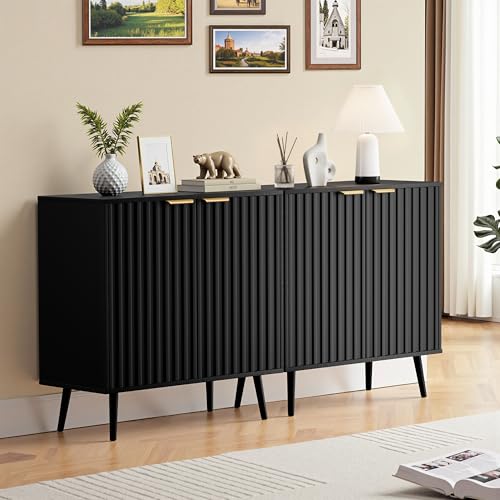 Fluted Storage Cabinet, Buffet Cabinet with Storage, view 4
