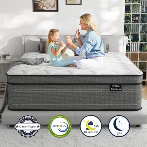King Size Mattress, 14 Inch Medium Firm Hybrid King Mattress in a Box, Strong Edge Support, Motion Isolation, with 7-Zones Pocket Springs, Fiberglass-Free, Pressure Relief, CertiPUR-US