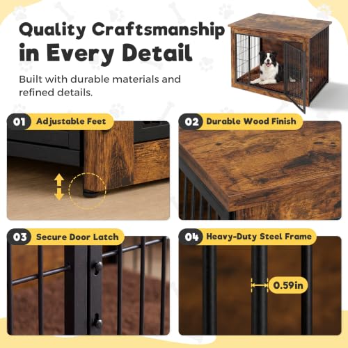 3-in-1 Wooden Dog Crate Furniture, Side Table & Kennel with Cushion, view 5