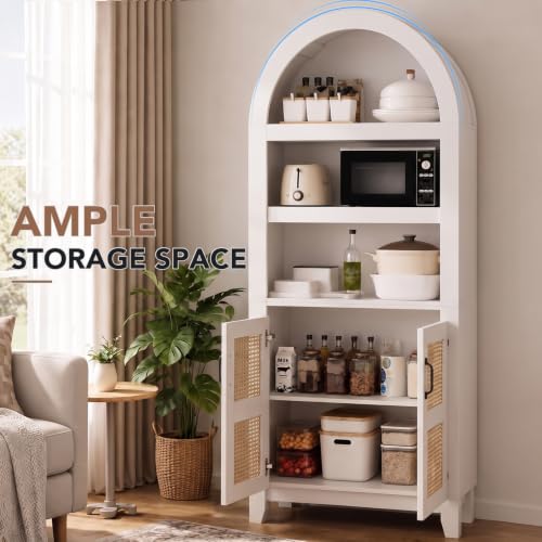 Arched White Wood Bookshelf with Adjustable Shelves, view 4