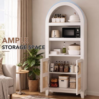 Arched White Wood Bookshelf with Adjustable Shelves, view 4