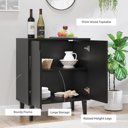 2 Door Kitchen Buffet Storage Cabinet Accent Console Table for Kitchen Dining Living Room Hallway Office (Black)